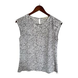 Willow & Thread Women's White Patterned Blouse Top size small